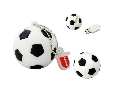 Флешка Резиновая Футбольный Мяч "Soccer Ball" Q485 черный-белый 128 Гб