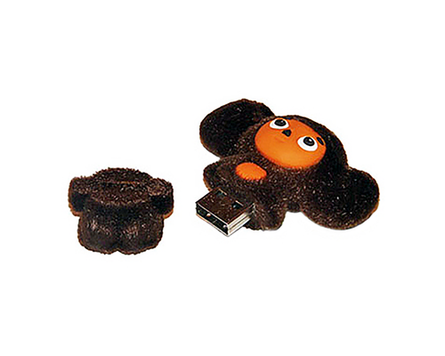 Флешка Тканевая Чебурашка в апельсинах "Cheburashka" X73 коричневый 2 Гб