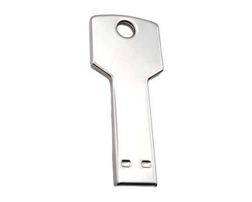 Флешка Металлическая Ключ "Key" R145 серебряная, гравировка с чернением 1+0