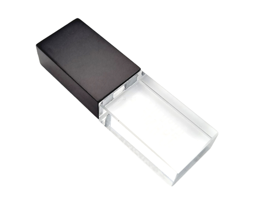 Флешка Стеклянная Кристалл "Crystal Glass Metal" W14 черная, гравировка 3D