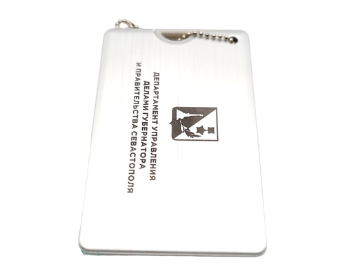 Флешка Металлическая Кредитная карта "Credit Card" R323 серебряная, гравировка с чернением 1+0