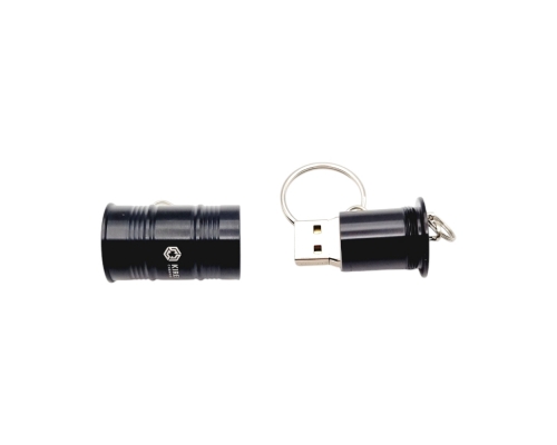 Флешка Металлическая Бочка "Barrel" R299 черная, гравировка 2+1