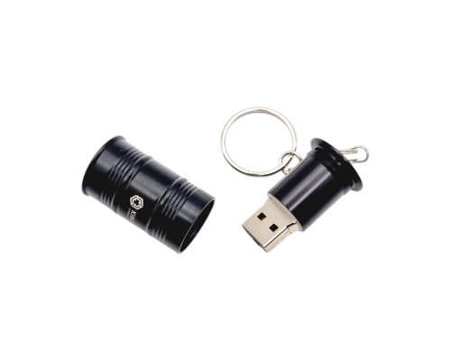 Флешка Металлическая Бочка "Barrel" R299 черная, гравировка 2+1