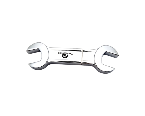 Флешка Металлический Гаечный Ключ "Wrench" R336 серебряный, гравировка с чернением 1+1