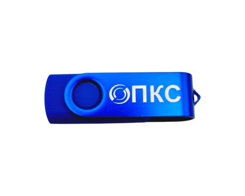 Флешка Пластиковая Твист Колор "Twist Color" S131 синяя, гравировка 1+0