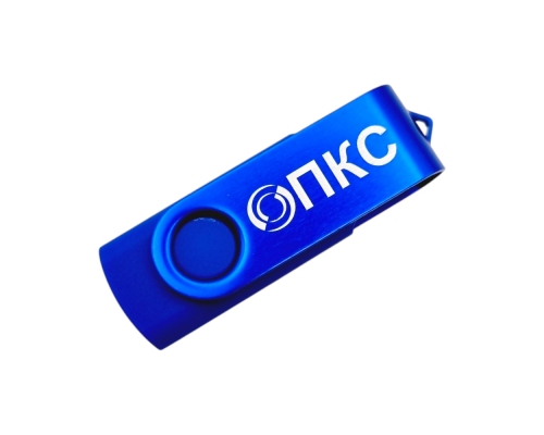 Флешка Пластиковая Твист Колор "Twist Color" S131 синяя, гравировка 1+0