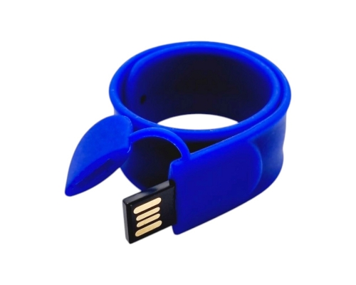 Флешка Силиконовая Браслет Слап "Bracelet Slap" V169 синяя, шелкография 1+0