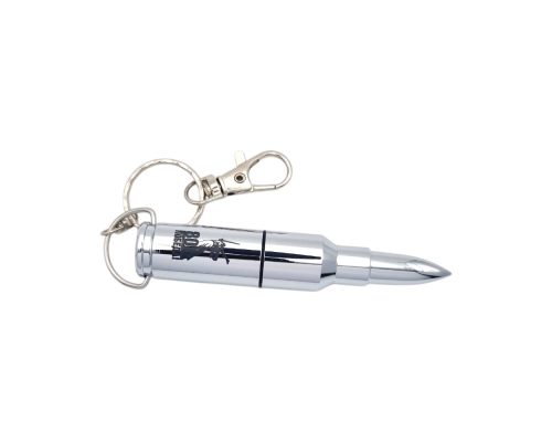Флешка Металлическая Пуля "Bullet" R55 серебряная глянцевая, гравировка, чернение
