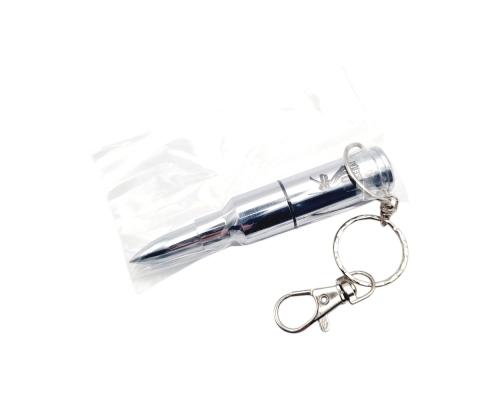 Флешка Металлическая Пуля "Bullet" R55 серебряная глянцевая, гравировка, чернение