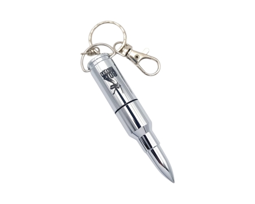Флешка Металлическая Пуля "Bullet" R55 серебряная глянцевая, гравировка, чернение