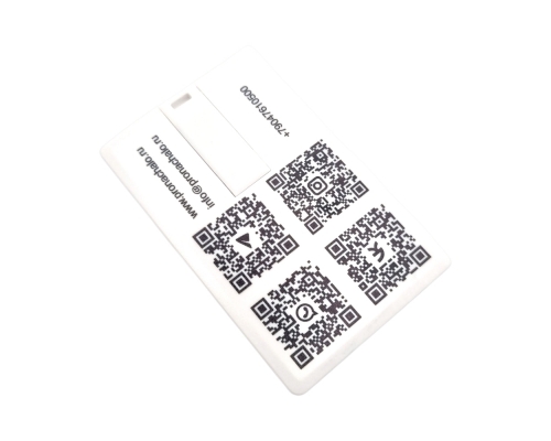 Флешка Пластиковая Визитка "Visit Card" S78 белая, уф-печать 4+4