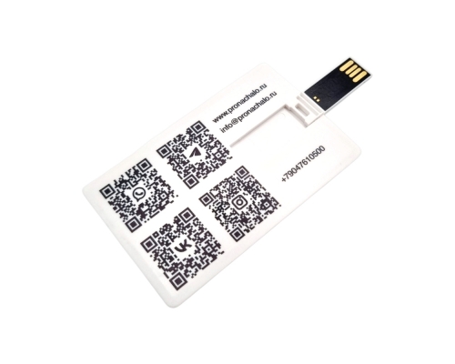 Флешка Пластиковая Визитка "Visit Card" S78 белая, уф-печать 4+4