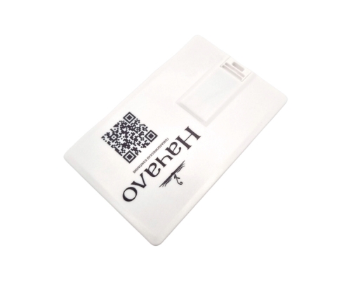 Флешка Пластиковая Визитка "Visit Card" S78 белая, уф-печать 4+4