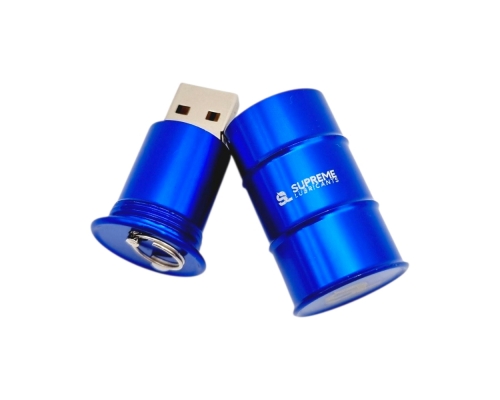 Флешка Металлическая Бочка "Barrel" R299 синяя, гравировка 1+1