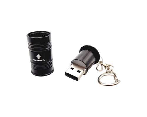 Флешка Металлическая Бочка "Barrel" R299 черная, гравировка