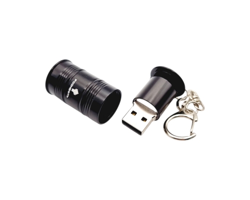Флешка Металлическая Бочка "Barrel" R299 черная, гравировка