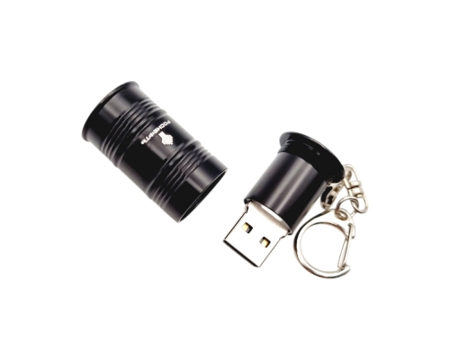 Флешка Металлическая Бочка "Barrel" R299 черная, гравировка