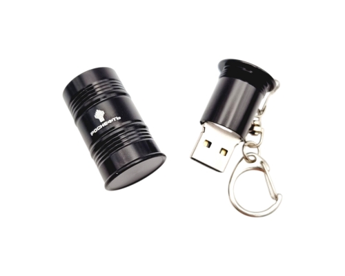 Флешка Металлическая Бочка "Barrel" R299 черная, гравировка