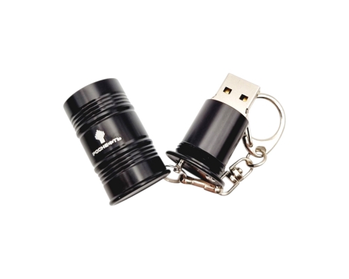 Флешка Металлическая Бочка "Barrel" R299 черная, гравировка