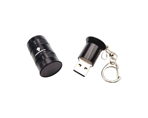 Флешка Металлическая Бочка "Barrel" R299 черная, гравировка