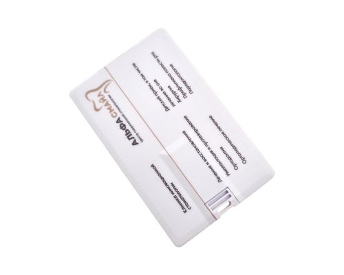 Флешка Пластиковая Визитка "Visit Card" S78 белая, уф-печать 4+4