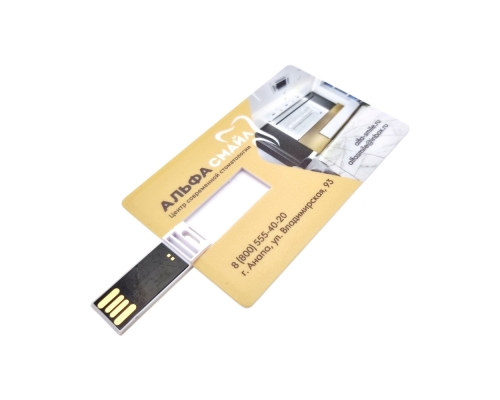 Флешка Пластиковая Визитка "Visit Card" S78 белая, уф-печать 4+4