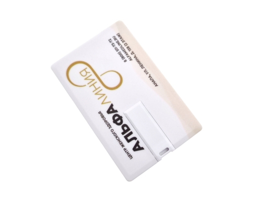 Флешка Пластиковая Визитка "Visit Card" S78 белая, уф-печать 4+4