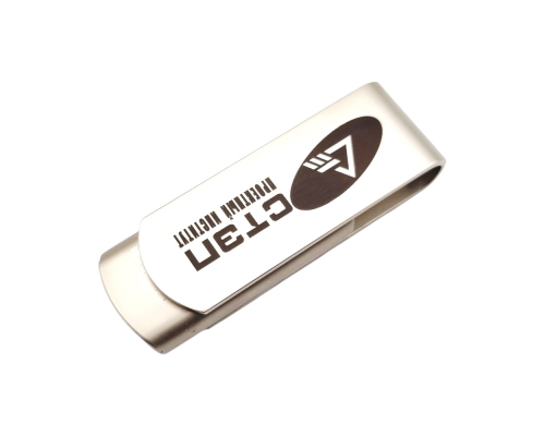 Флешка Металлическая Твистер Одус "Twister Odus" R505 серебристый матовый, гравировка с чернением