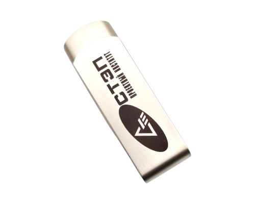 Флешка Металлическая Твистер Одус "Twister Odus" R505 серебристый матовый, гравировка с чернением