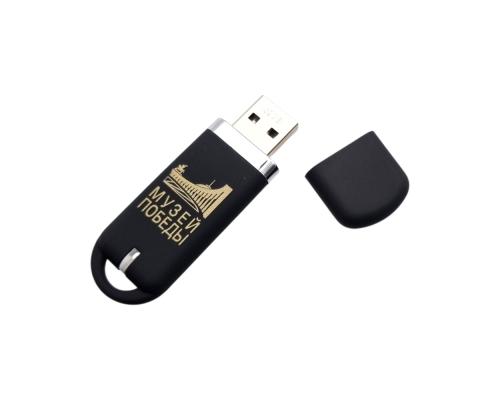 Флешка Пластиковая Мемо Софт-тач "Memo Soft-touch" S315 черная, тампопечать, PANTONE 871С