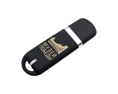 Флешка Пластиковая Мемо Софт-тач "Memo Soft-touch" S315 черная, тампопечать, PANTONE 871С