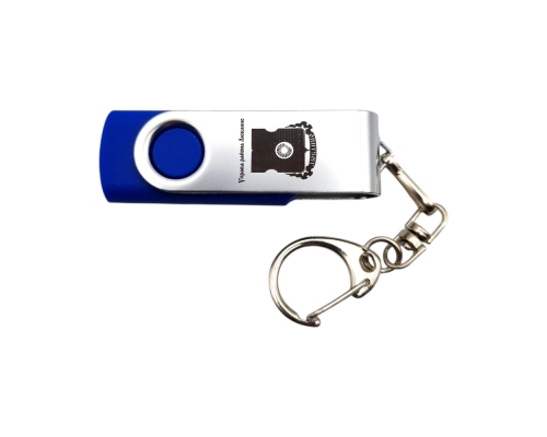 Флешка Пластиковая Твист Колор "Twist Color" S215 синий, гравировка с чернением