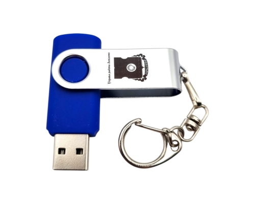 Флешка Пластиковая Твист Колор "Twist Color" S215 синий, гравировка с чернением