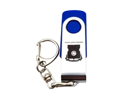 Флешка Пластиковая Твист Колор "Twist Color" S215 синий, гравировка с чернением