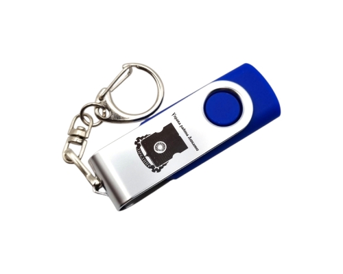Флешка Пластиковая Твист Колор "Twist Color" S215 синий, гравировка с чернением