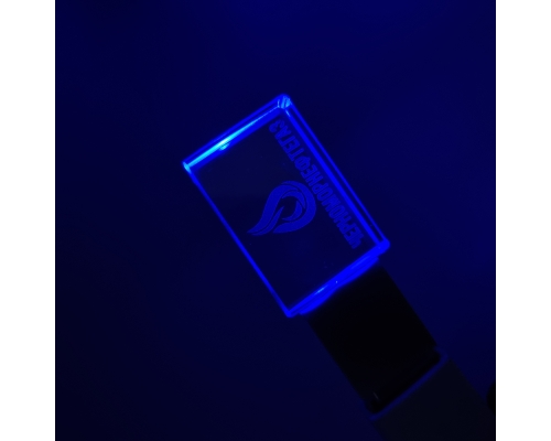 Флешка Стеклянная Кристалл "Crystal Glass Metal" W14 серебряный матовый, гравировка 3D