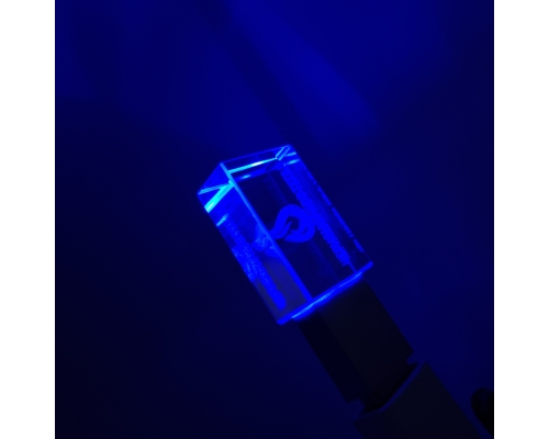 Флешка Стеклянная Кристалл "Crystal Glass Metal" W14 серебряный матовый, гравировка 3D