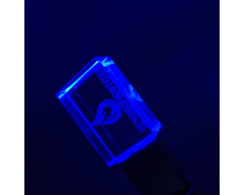 Флешка Стеклянная Кристалл "Crystal Glass Metal" W14 серебряный матовый, гравировка 3D