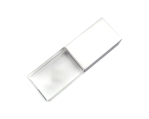 Флешка Стеклянная Кристалл "Crystal Glass Metal" W14 серебряный матовый, гравировка 3D