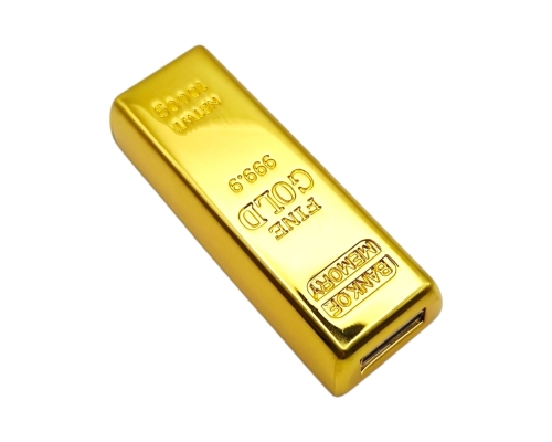 Флешка Металлическая Золотой слиток "Gold Bar" R352 золотой, гравировка с чернением