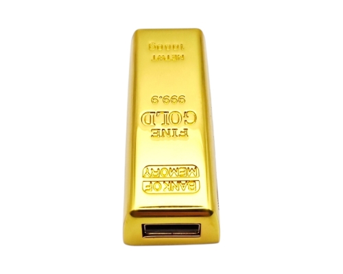 Флешка Металлическая Золотой слиток "Gold Bar" R352 золотой, гравировка с чернением