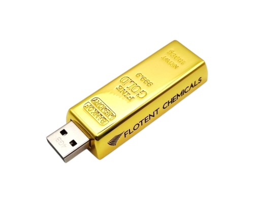 Флешка Металлическая Золотой слиток "Gold Bar" R352 золотой, гравировка с чернением