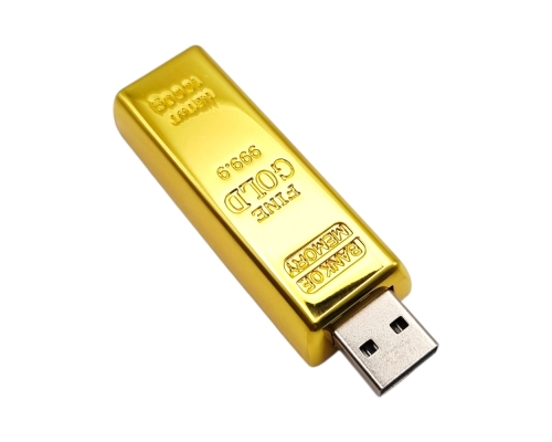 Флешка Металлическая Золотой слиток "Gold Bar" R352 золотой, гравировка с чернением