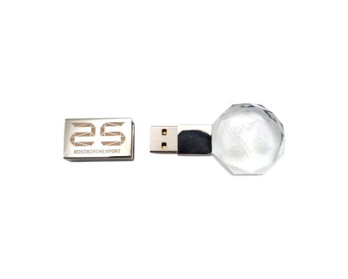 Флешка Стеклянная Кристалл Дискос "Crystal Discos" W516 серебристый, гравировка 3D