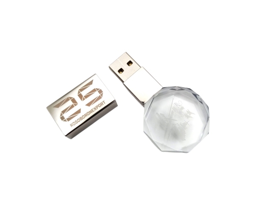 Флешка Стеклянная Кристалл Дискос "Crystal Discos" W516 серебристый, гравировка 3D