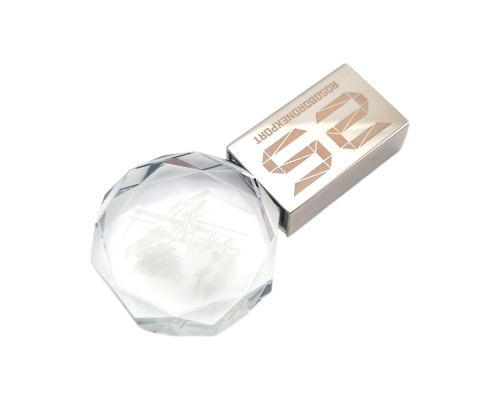 Флешка Стеклянная Кристалл Дискос "Crystal Discos" W516 серебристый, гравировка 3D