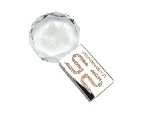 Флешка Стеклянная Кристалл Дискос "Crystal Discos" W516 серебристый, гравировка 3D