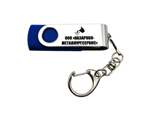 Флешка Пластиковая Твистер "Twister" S215 синий, гравировка с чернением 1+1