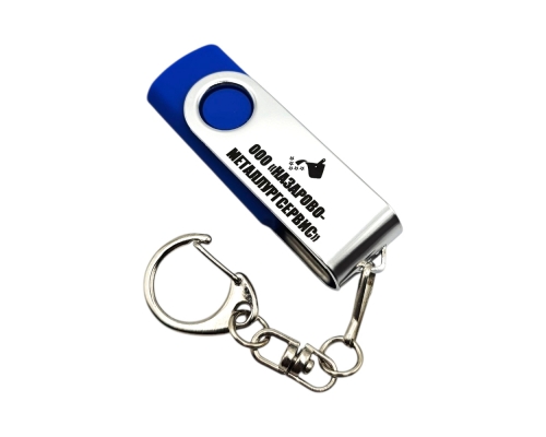 Флешка Пластиковая Твистер "Twister" S215 синий, гравировка с чернением 1+1