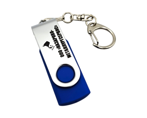 Флешка Пластиковая Твистер "Twister" S215 синий, гравировка с чернением 1+1